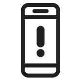 Mobile phone with exclamation point on screen icon